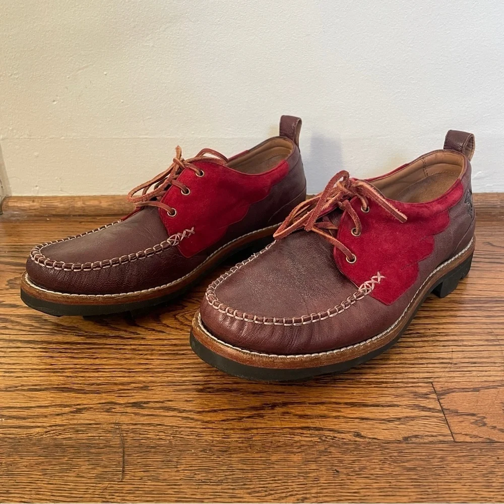 John Fluevog Angel Boat Shoes Little Wing Size 10 Leather Lace Up Chunky loafers